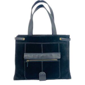 Buxton Leather And Suede Laptop Tote Bag Black​​​​​​​​​​​​
